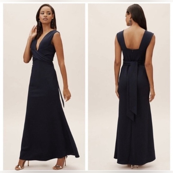 BHLDN Fira Navy Bridesmaid Formal A-line Maxi Dress size 8 NWT - Picture 1 of 10